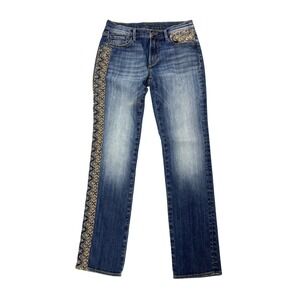 Driftwood Jeans Womens Size 26 Aztec‎ Embroidered Straight Leg Denim Pants